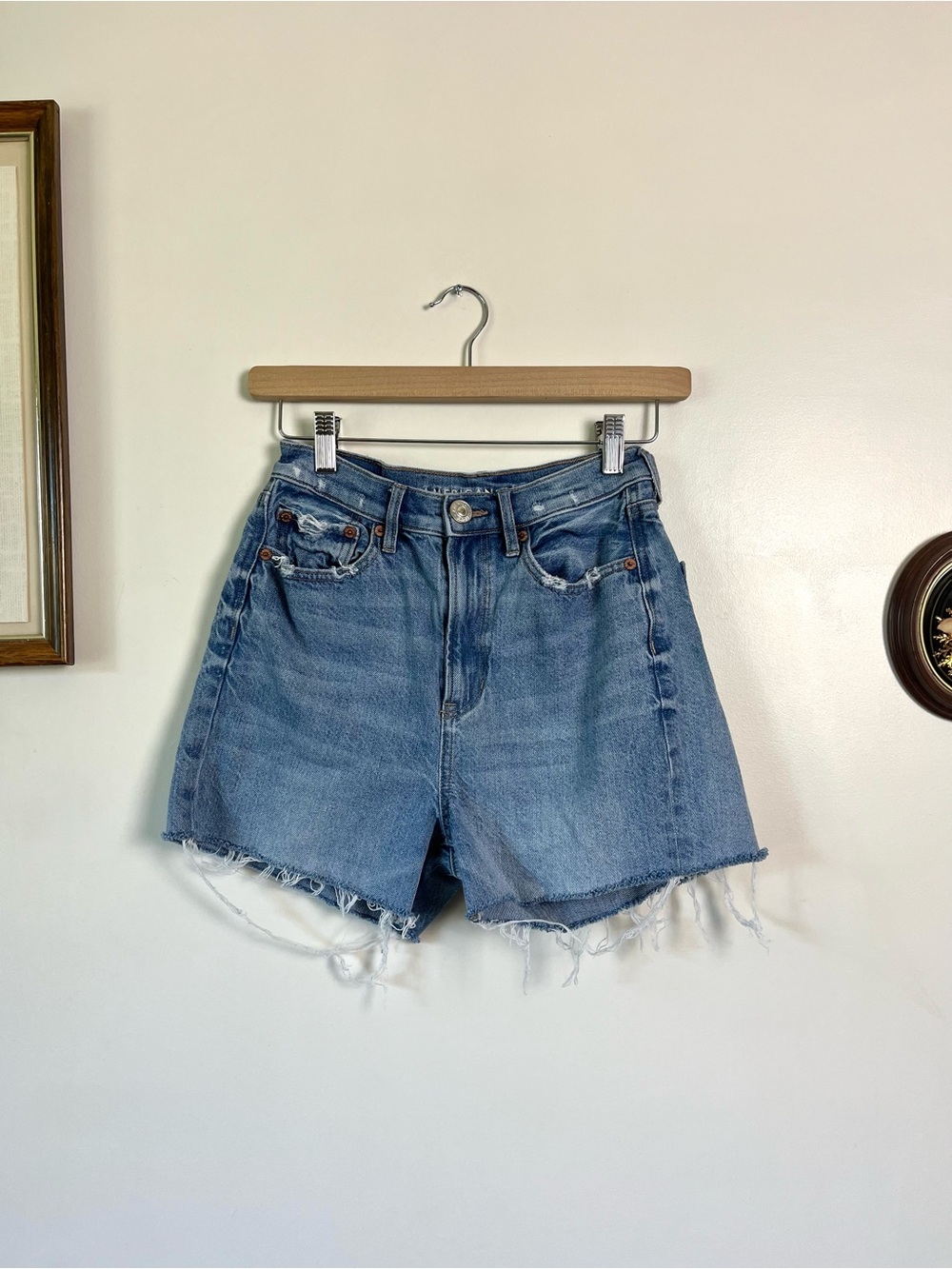 American Eagle High Rise 100% Cotton Distressed Denim Shorts